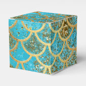 Iridescent Blauwgroen Gold Glitter Mermaid Fish Sc Bedankdoosjes (Voorkant Zijde)