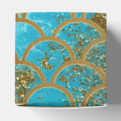 Iridescent Blauwgroen Gold Glitter Mermaid Fish Sc Bedankdoosjes (Bovenkant)