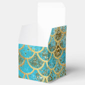 Iridescent Blauwgroen Gold Glitter Mermaid Fish Sc Bedankdoosjes (Geopend)