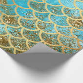 Iridescent Blauwgroen Gold Glitter Mermaid Fish Sc Cadeaupapier (Hoek)