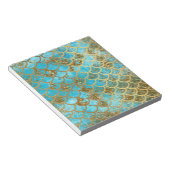 Iridescent Blauwgroen Gold Glitter Mermaid Fish Sc Notitieblok (Schuin)