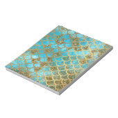 Iridescent Blauwgroen Gold Glitter Mermaid Fish Sc Notitieblok (Linkerzijde)