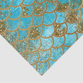 Iridescent Blauwgroen Gold Glitter Mermaid Fish Sc Tissuepapier (Detail)