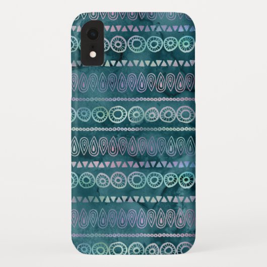 Iridescent Blauwgroen Green Boho Hand getekend pat Case-Mate iPhone Case (Achterkant)