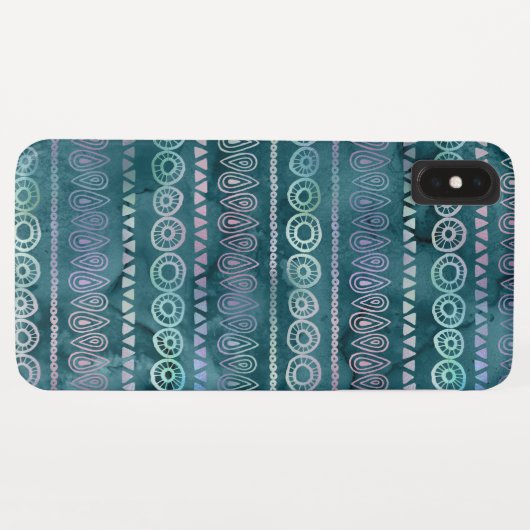 Iridescent Blauwgroen Green Boho Hand getekend pat Case-Mate iPhone Case (Achterkant (horizontaal))