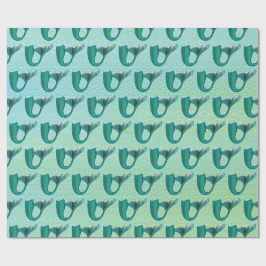 Iridescent Blauwgroen Mermaid Tails Pattern Cadeaupapier (Vlak)