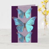 Iridescent Blue Butterfly Kaart (Gele Bloem)