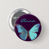 Iridescent Blue Butterfly Ronde Button 5,7 Cm (Voorkant /achterkant)