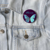 Iridescent Blue Butterfly Ronde Button 5,7 Cm (In situ)