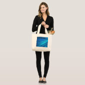 Iridescent Blue Butterfly Wing Grote Tote Bag (Voorkant (model))