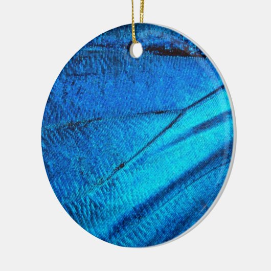 Iridescent Blue Butterfly Wing Keramisch Ornament (Links)