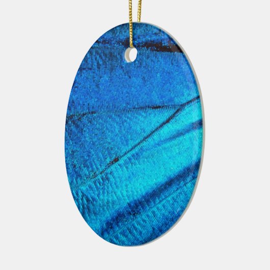 Iridescent Blue Butterfly Wing Keramisch Ornament (Links)