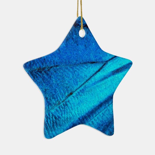 Iridescent Blue Butterfly Wing Keramisch Ornament (Rechts)