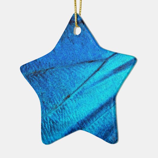 Iridescent Blue Butterfly Wing Keramisch Ornament (Links)