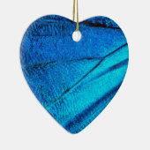 Iridescent Blue Butterfly Wing Keramisch Ornament (Rechts)