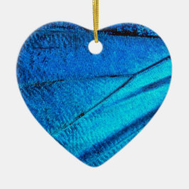 Iridescent Blue Butterfly Wing Keramisch Ornament