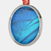Iridescent Blue Butterfly Wing Metalen Ornament (Links)