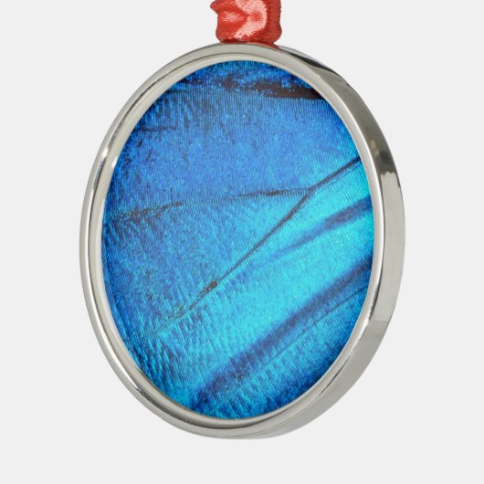 Iridescent Blue Butterfly Wing Metalen Ornament (Links)