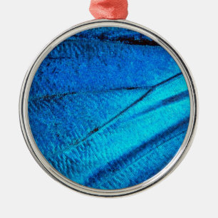 Iridescent Blue Butterfly Wing Metalen Ornament