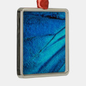 Iridescent Blue Butterfly Wing Metalen Ornament (Rechts)
