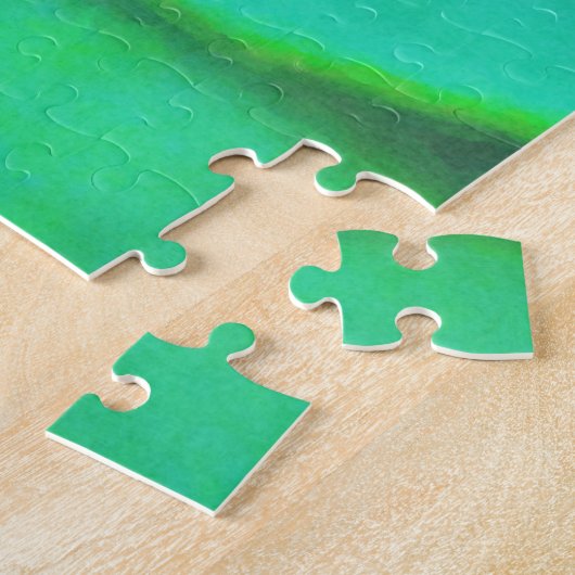 Iridescent Blue Dragonfly op roze waterlily Legpuzzel (Zijkant)