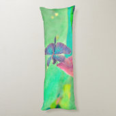 Iridescent Blue Dragonfly op roze waterlily Lichaamskussen (Achterkant (Verticaal))