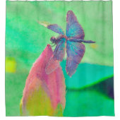 Iridescent Blue Dragonfly op waterlily Douchegordijn (Voorkant)