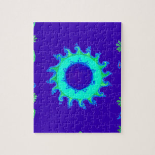Iridescent blue Floral Art Oil Painting Legpuzzel