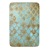 Iridescent Blue Glitter Mermaid Fish Scales Badmat (Voorkant Verticaal)