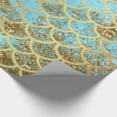 Iridescent Blue Glitter Mermaid Fish Scales Cadeaupapier (Hoek)