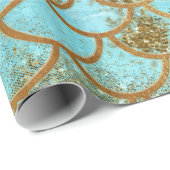 Iridescent Blue Glitter Mermaid Fish Scales Cadeaupapier (Rol Hoek)