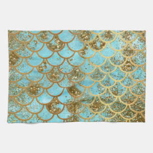 Iridescent Blue Glitter Mermaid Fish Scales Theedoek