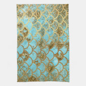 Iridescent Blue Glitter Mermaid Fish Scales Theedoek (Verticaal)