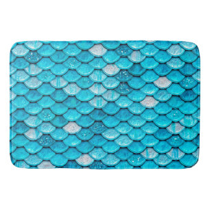 Iridescent Blue Glitter Shiny Mermaid Fish Scales Badmat