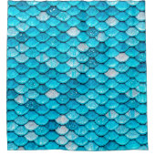 Iridescent Blue Glitter Shiny Mermaid Fish Scales Douchegordijn (Voorkant)