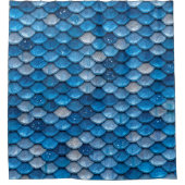 Iridescent Blue Glitter Shiny Mermaid Fish Scales Douchegordijn (Voorkant)