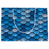 Iridescent Blue Glitter Shiny Mermaid Fish Scales Large Cadeautasje (Achterkant)