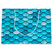 Iridescent Blue Glitter Shiny Mermaid Fish Scales Large Cadeautasje (Voorkant)