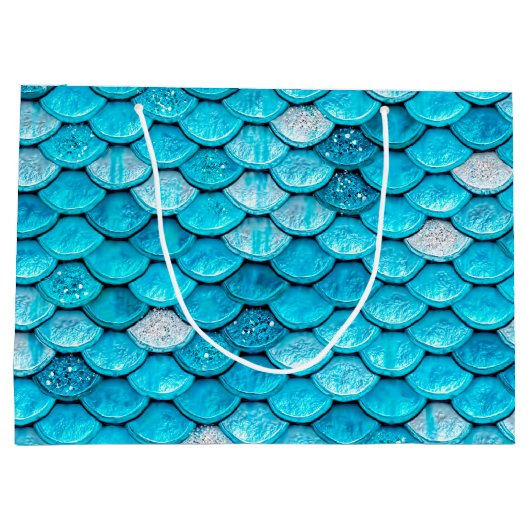 Iridescent Blue Glitter Shiny Mermaid Fish Scales Large Cadeautasje (Achterkant)