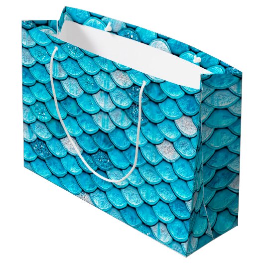 Iridescent Blue Glitter Shiny Mermaid Fish Scales Large Cadeautasje (Achterkant Gekanteld)