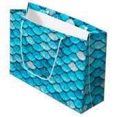 Iridescent Blue Glitter Shiny Mermaid Fish Scales Large Cadeautasje (Voorkant Gekanteld)