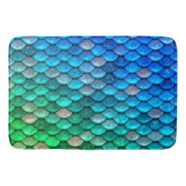Iridescent Blue Green Glitter Mermaid Fish Scales Badmat