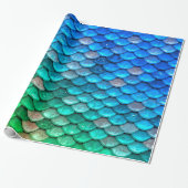 Iridescent Blue Green Glitter Mermaid Fish Scales Cadeaupapier (Uitgerold)