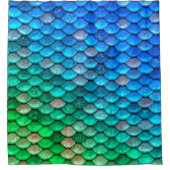 Iridescent Blue Green Glitter Mermaid Fish Scales Douchegordijn (Voorkant)