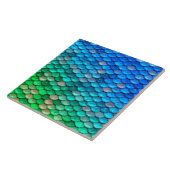 Iridescent Blue Green Glitter Mermaid Fish Scales Tegeltje (Zijkant)