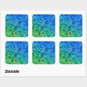 Iridescent Blue Green Glitter Mermaid Fish Scales Vierkante Sticker (Vel)