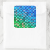 Iridescent Blue Green Glitter Mermaid Fish Scales Vierkante Sticker (Tas)