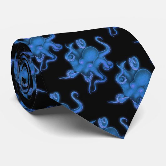 Iridescent Blue Octopus Stropdas (Opgerold)