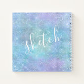 Iridescent Blue Paars Glitter Name Sketchbook Notitieboek (Achterkant)