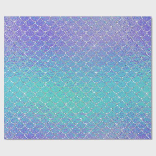 Iridescent Blue Paarse Zeemeermin Scales Cadeaupapier (Vlak)